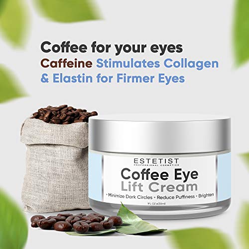 Crema de elevación de ojos de café con infusión de cafeína: reduce la hinchazón, ilumina las ojeras, reafirma las bolsas debajo de los ojos – antienvejecimiento, lucha contra las arrugas