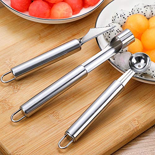 Cuchara Excavar Frutas, 5 Piezas Herramienta Tallado Frutas, Removedor Núcleos Frutas, Helado Bolas Scoop, Melon Cuchillo Tallado Fruta, Pelador Frutas, para Helados, Pelado, Tallado