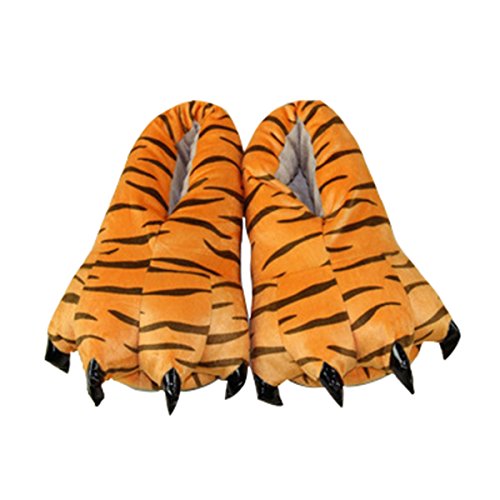 CuteOn Unisexo Suave Felpa Dibujos animados Invierno Zapatillas Cosplay Disfraz Animal Pata Garra Zapatos Tigre Medium