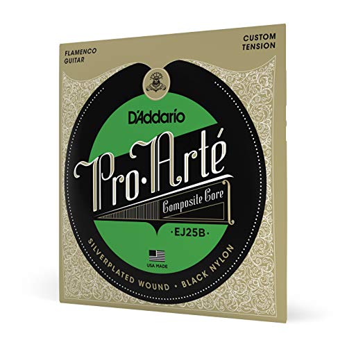 D'Addario Cuerdas Guitarra Española | Cuerdas de Guitarra Española | Cuerdas para Guitarra Española | EJ25B - Juego de cuerdas clásica, negro