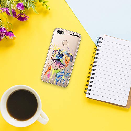 dakanna Funda para Huawei Y6 Pro 2017 - Enjoy 2017 | Perro Pitbull Watercolor | Carcasa de Gel Silicona Flexible | Fondo Transparente