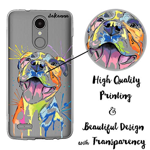 dakanna Funda para LG K8 2017 - K4 2017 | Perro Pitbull Watercolor | Carcasa de Gel Silicona Flexible | Fondo Transparente