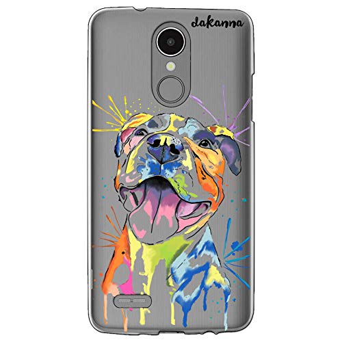 dakanna Funda para LG K8 2017 - K4 2017 | Perro Pitbull Watercolor | Carcasa de Gel Silicona Flexible | Fondo Transparente