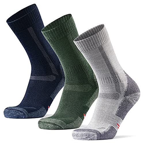 DANISH ENDURANCE Calcetines de Senderismo y Trekking de Lana Merino para Hombre, Mujer y Niños, 3 Pares (Multicolor: Azul Marino, Gris, Verde, EU 39-42)