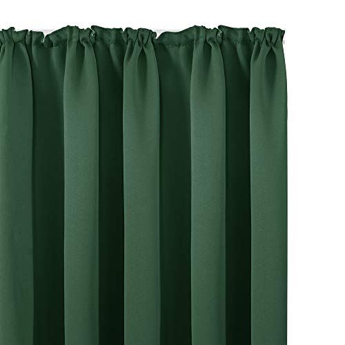 Deconovo Cortinas Salón Opacas Modernas Térmicas Aislante Decorativas Fruncidas 2 Piezas 140x220cm Verde Oscuro