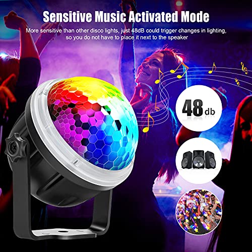 DeTake Luces Discoteca Bola de Discoteca Activadas por Música con 11 Colores RGBY, Patrón de Estrella, Control Remoto, Luz Discoteca USB Giratoria de 360° para Fiestas, Bar, Navidad, Cumpleaños, Boda