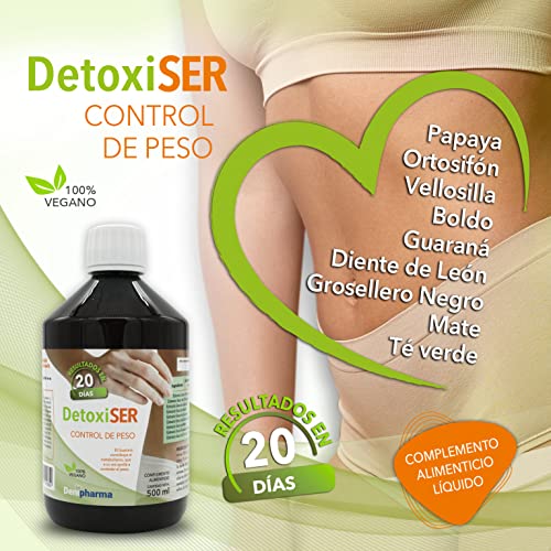 DETOX Detoxiser 5 en 1 | Potente Detox - Adelgazante - Purificante - Antioxidante - Digestivo - Diurético | Limpia colon e hígado | Elimina toxinas | 500 ml |100% vegano.