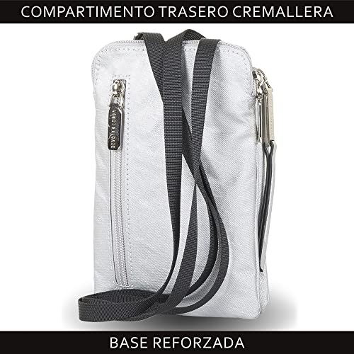 Devota Lomba Bolso para Móvil. Mini Bolso Pequeño Bandolera. Bolso Movil. Bolso TelEfono Movil. Bolso Cartera para Movil. Bolso Movil 12x18.5x3 cm. Edge 227848-03. Color Plata