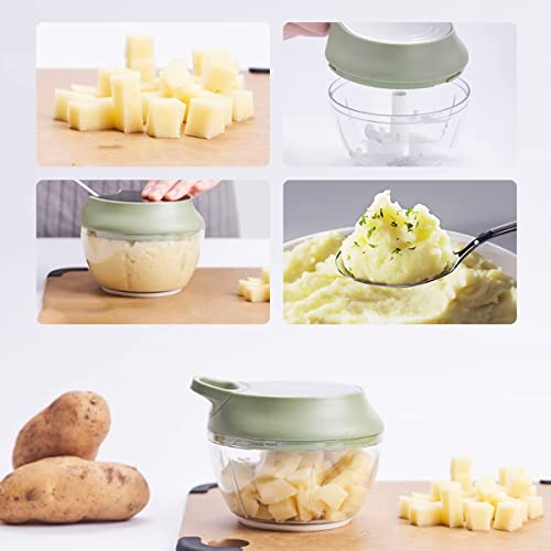 Dicer丨Picadora de Verduras Tipo Tirador Manual con Mecanismo de Cuerda丨Aplasta Ajos, ​​Verduras y Cebollas丨ABS+Acero Inoxidable丨Antideslizante Extraíble (500/900ml)