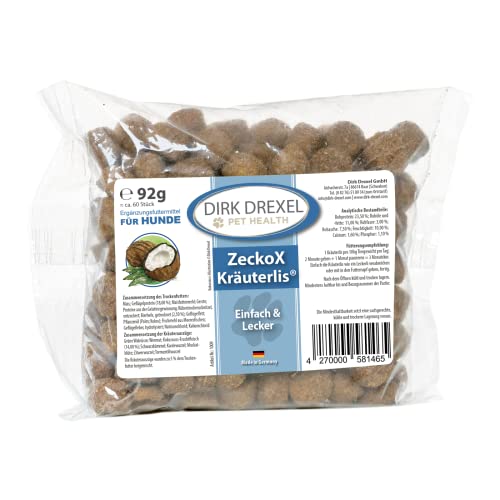 Dirk Drexel ZeckoX Herblis para perros | Perros Trata con extractos de hierbas | Dieta natural con comino negro, coco y cardo