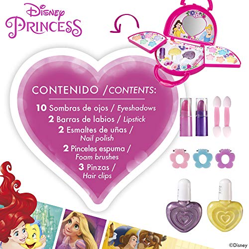 Disney - Maletín maquillaje Princesas Disney para niños y niñas, Juego de maquillaje para niñas 5-6-7 años, Pintauñas niñas Manicura juguete (77212)