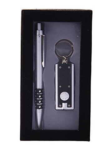 DISOK - Set Boligrafo + Llavero Linterna Led Estuche Negro. Estuches Bolígrafos Set de Regalo para Hombres, Bodas, Bautizos, Comuniones Originales, Baratos, Caballeros. Linternas, Llaveros