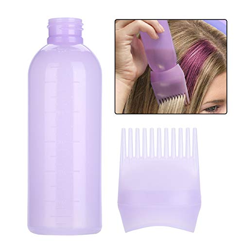 Dispensador de color de pelo con bomba de tinte botella con escala graduada colorear peine cepillo herramienta de peine para salón raíz botella 80 ml