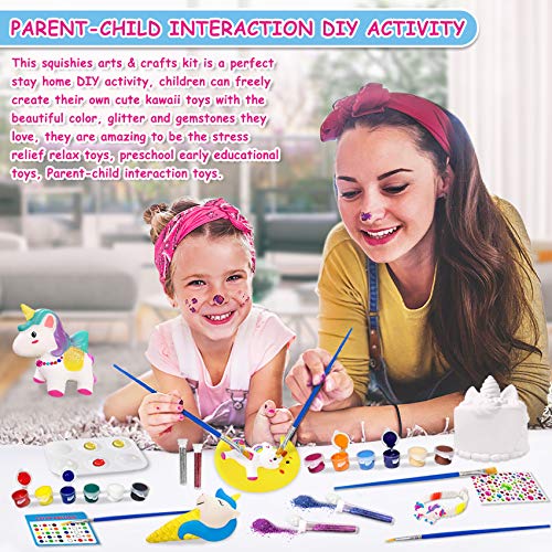 DIY Slow Rising Painting Squishies Kit - Blank Dessert Ice Cream Squishies Bulk Arts Crafts Kits for Kids Sweet Creamy Scented Soft Stress Relief Top Craft with Hand Wrist Band