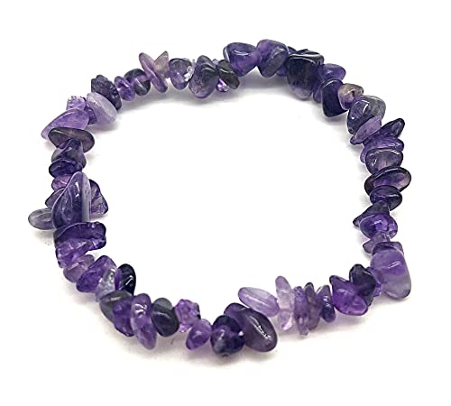 DOJA Barcelona | Pulsera Chip de Amatista Piedra Natural | Pulsera Elástica de Minerales Naturales, Piedras Energeticas, Cristales Curativos | Pulsera Amatista Curativa para Hombre o Mujer