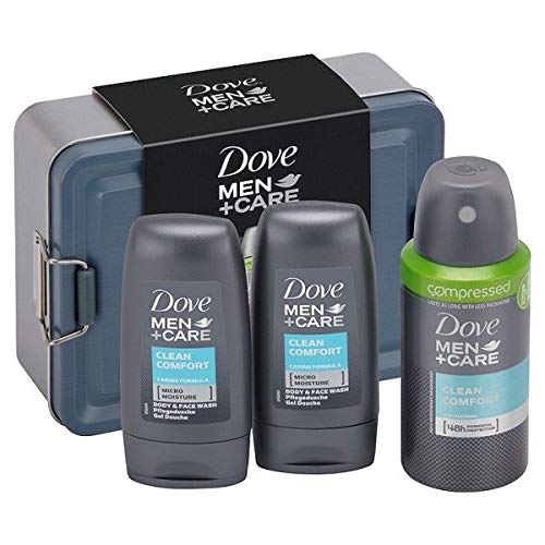 Dove – Men + care Clean Comfort lata Set de regalo: – 2 x 55ml Body Wash y 150 ml aerosol anti-Perspirant