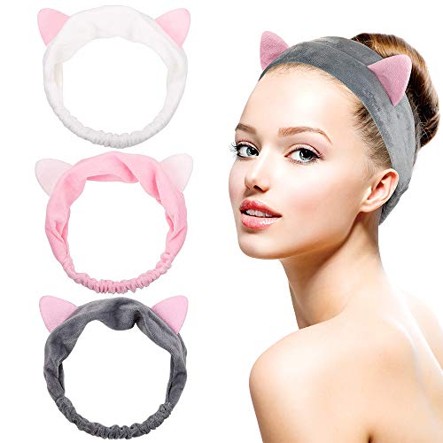 Dreamlover Diademas de Maquillaje con Orejas de Gato para Niñas, 3 Piezas