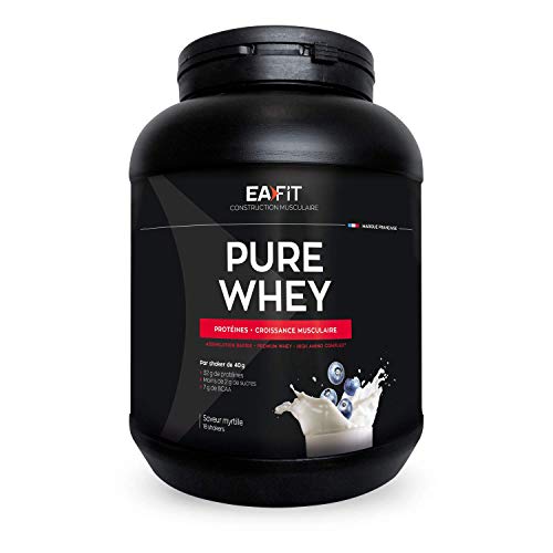 EAFIT Pure Whey - Arándanos 750 g - Crecimiento muscular - Proteínas de Whey - Asimilación Rápida - Aminoácidos y enzimas digestivas - Complejo High Amino - Certificado Antidopaje