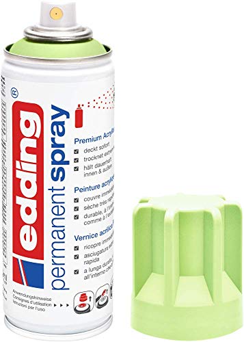 edding 5200 spray permanente - verde pastel mate - 200 ml - pintura acrílica para pintar y decorar vidrio, metal, madera, cerámica, plástico, lienzo - aerosol, spray acrílico, spray de pintura