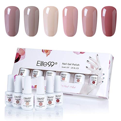 Elite99 Esmaltes Semipermanentes de Uñas en Gel UV LED, 6 Colores Kit de Esmaltes de Uñas Soak off 8ml 002