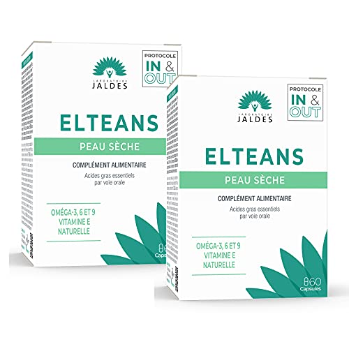 ELTEANS - 2 cajas de 60 cápsulas (120 cápsulas en total), comodidad para pieles secas o muy secas, combinación equilibrada de ácidos grasos esenciales omega 3, 6 y 9