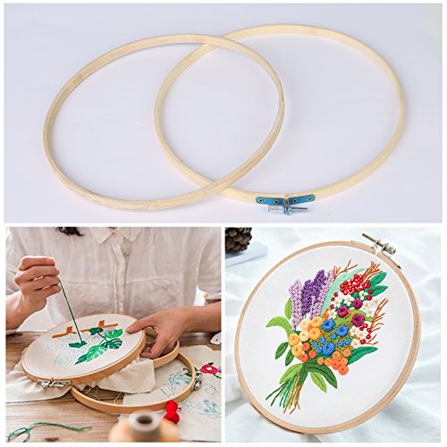 Embroidery Hoops, Bordado Herramienta de Punto Aros de Bordado de Bambú Herramientas de Bordado para Bricolaje Circulares Bambú Ajustables - 5 tamaños