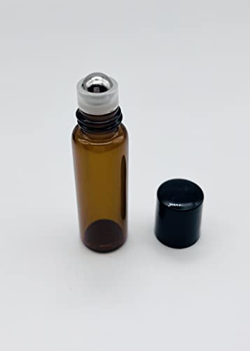 Envase roll on rellenable -Bote aceites esenciales- Botellas roll on de vidrio color ámbar- Botellitas de cristal -8 Unidades -Roll on 5ml-Con cuentagotas de plástico