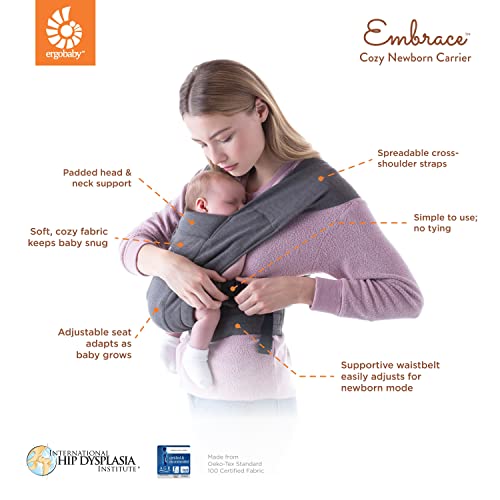 Ergobaby Embrace Mochila Portabebe Ergonomica Recién Nacidos, Extra Suave y Ultraligero (Oxford Blue)