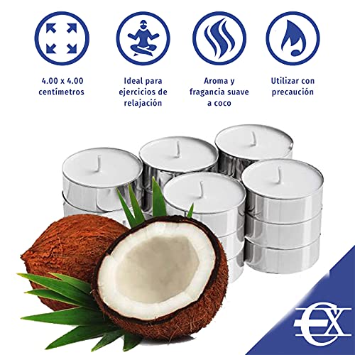 EUROXANTY Velas Aromáticas | Velas Perfumadas | Vela Aromaterapia con Fragancia de Coco | Candelita Aromática | Pack de 10 |