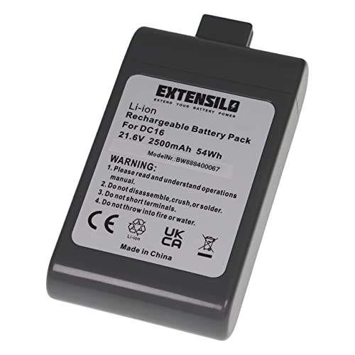 EXTENSILO Batería recargable compatible con Dyson DC16 Issey Miyake exclusive, Motorhead, Pink aspiradora, robot limpieza (2500 mAh, 21,6 V, Li-Ion)