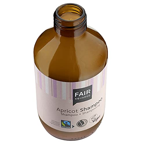 FAIR SQUARED 240 ml de champú sin sulfatos ni parabenos, champú suave de albaricoque, cosmética natural, champú de comercio justo, sin embalaje de plástico en color marrón