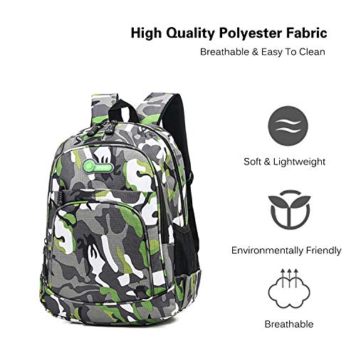 FANDARE Camo Mochila Mochilas Tipo Casual Bolsas Escolares Niña Niño Bolsa de Viaje Bolsos de Mujer Hombre Adolescente Al Aire Libre Partido Viaje Daypack Impermeable Poliéster Verde