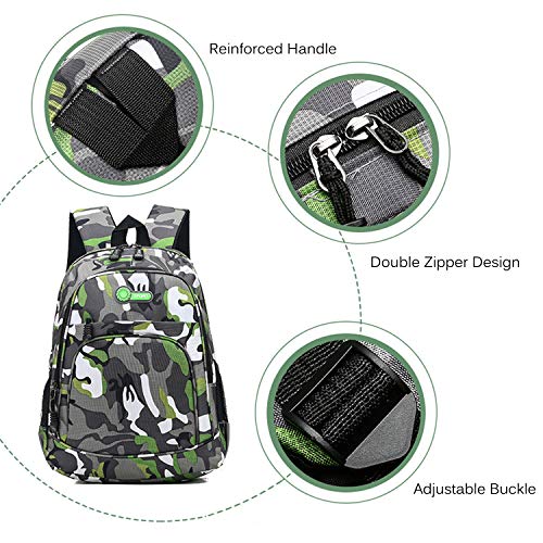 FANDARE Camo Mochila Mochilas Tipo Casual Bolsas Escolares Niña Niño Bolsa de Viaje Bolsos de Mujer Hombre Adolescente Al Aire Libre Partido Viaje Daypack Impermeable Poliéster Verde