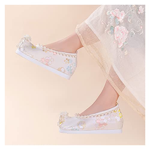 FENGKING Zapatos Bordados Viejos Zapatos De Tela De Beijing Deslizamiento For Mujeres Estilo Casual Antiguo Jane Hanfu Dance Mary Zapato (Color : A, Size : 41 EU)