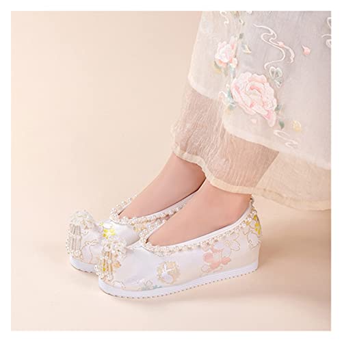 FENGKING Zapatos Bordados Viejos Zapatos De Tela De Beijing Deslizamiento For Mujeres Estilo Casual Antiguo Jane Hanfu Dance Mary Zapato (Color : A, Size : 41 EU)