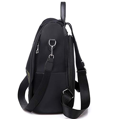 fhdc Mochila Mochila Bordada Bolsos De Las Mujeres Moda Libélula Ocio Impermeable Bolsa De Nylon Bolsas De Hombro Antirrobo   Negro