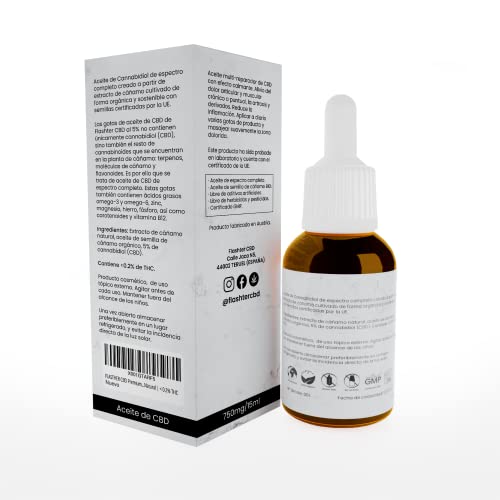 FLASTHER CBD Premium | ACEITE 15ML 5% | Masajeador | Bio Oil | Colágeno | Artrosis | Extracto de Cáñamo | Full Spectrum | Gotas | liquid | 100% Natural | < 0.2% THC