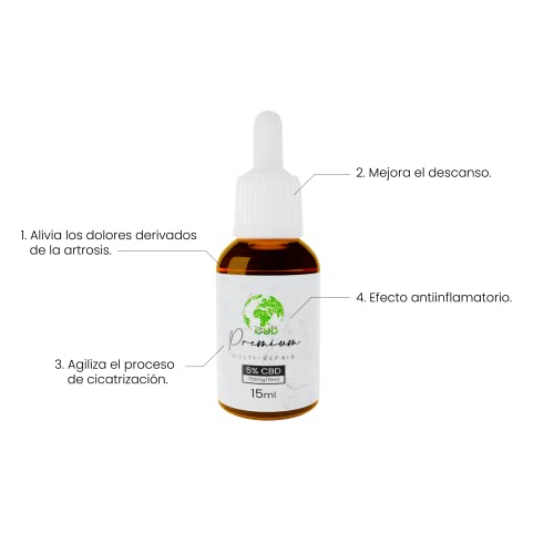 FLASTHER CBD Premium | ACEITE 15ML 5% | Masajeador | Bio Oil | Colágeno | Artrosis | Extracto de Cáñamo | Full Spectrum | Gotas | liquid | 100% Natural | < 0.2% THC