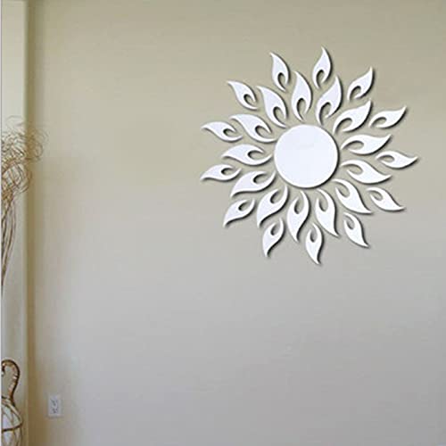 Flor del Sol Pegatinas Decorativas Pared,1 Pcs 3D Modern Espejo de Pared de la DIY,Acrílico Espejo Flor Pegatinas,3D Tatuajes de Pared,para Decoración de Pared,Murales,para el Hogar,Dormitorio.