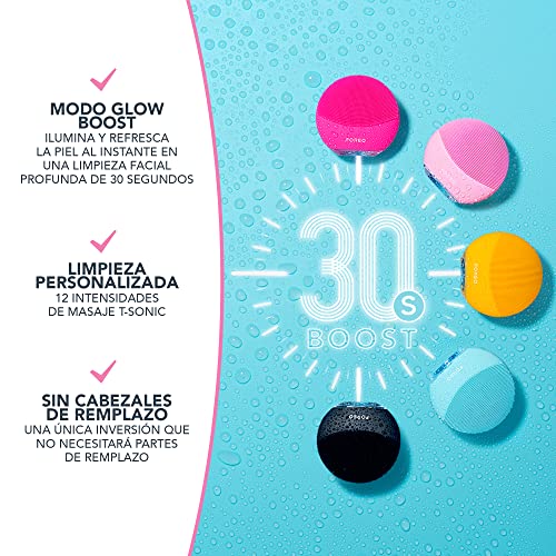 FOREO LUNA mini 3 Pearl Pink, cepillo de limpieza facial para todo tipo de pieles, ultra higiénico, modo Glow Boost, 12 intensidades, 400 usos por carga, conexión por app, 2 años de garantía