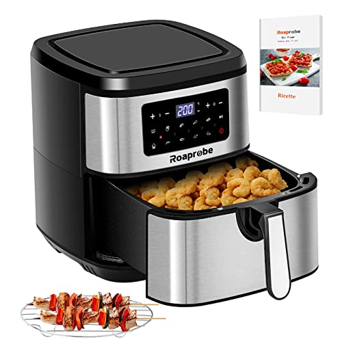 Freidora sin Aceite 7,5L, Roaprobe Freidora de aire, Air Fryer 1800W, on 9 Programas, Tiempo y Temperatura Ajustable, con Recetas para Patatas Fritas / Pollo Asado / Verduras, Sin BPA ni PFOA