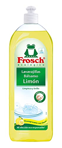 Frosch - Lavavajillas a Mano Líquido Bálsamo Limón, Desengrasa y Protege la Piel, Producto Ecológico y Dermatológicamente Testado - Pack de 10 Unidades x 750 ml