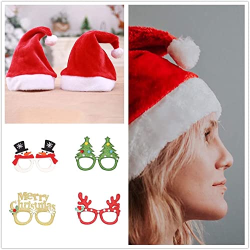 Gafas de Navidad con marco, diademas y gorro de Navidad, 18 piezas, gafas divertidas brillantes y accesorios de decoración de aro de pelo de reno lindo, juego de regalo para regalos de vacaciones