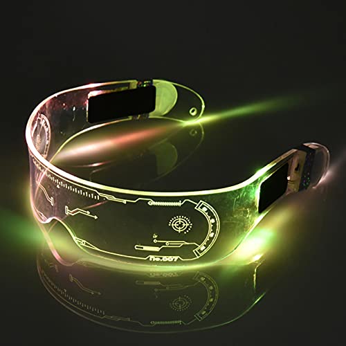 Gafas LED Luminosas, Visera De Neón De Halloween, Gafas Cyberpunk, Gafas Electrónicas Futuristas Con Luces De Colores Para Espectáculos, Fiestas Navideñas, Disfraces Luminosos, Gafas Juguete Luminosas