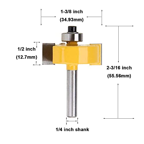 Gasea Cortador de Carpintería, Cabezal de Corte Especial para Máquina de Grabado de Cuchilla, 1/4 Pulgada Conjunto de Broca de Fresa Rebajadora