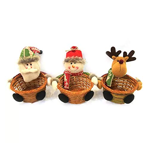 Gcroet Navidad Almacenamiento de Caramelo de Navidad Decoración del Ornamento, Navidad Decoración de Caramelo Cesta Elk Diseño Caramelo de la Navidad la Cesta de Mimbre de bambú Tejido de Cesta S