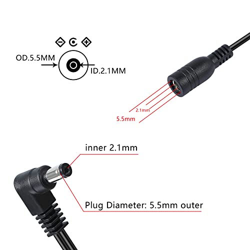 GELRHONR Cable de alimentación de cadena margarita, cable divisor de 1 a 2 vías Daisy Chain Cable divisor de pedal de efecto Guitarra, DC5521 9V 2A Cable divisor con ángulo recto- 1.8 pies