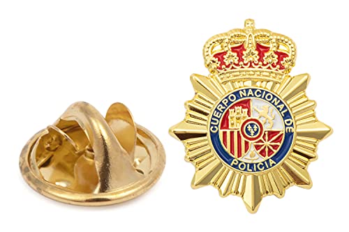 Gemelolandia | Pin de Solapa 24x20 mm Emblema Policia Nacional Dorado Mate | Pines Originales Para Regalar | Para las Camisas, la Ropa o para tu Mochila