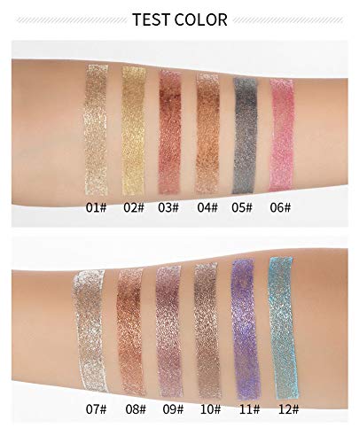 GL-Turelifes Sombra de ojos líquida con purpurina Lentejuelas estrelladas Sirena Sombra de ojos de larga duración Impermeable Brillante Maquillaje de ojos (# 8 color tierra)