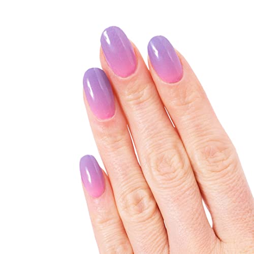 Glamsy® Lámina para uñas "Mermaid", degradado de color rosa y lila, larga duración, 24 láminas autoadhesivas ultrafinas en diferentes tamaños